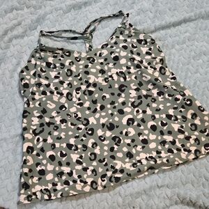 Kona Sol Green Animal Print Swim Top